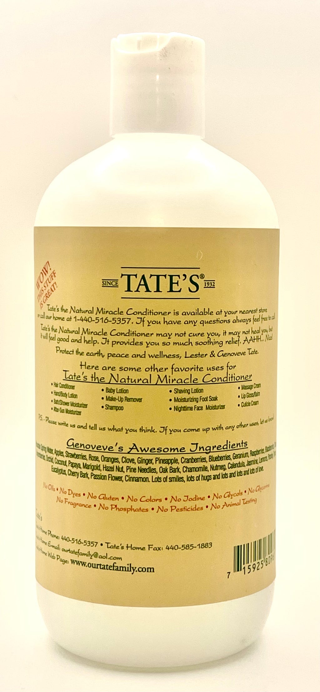 Tate's The Natural Miracle Conditioner 18oz