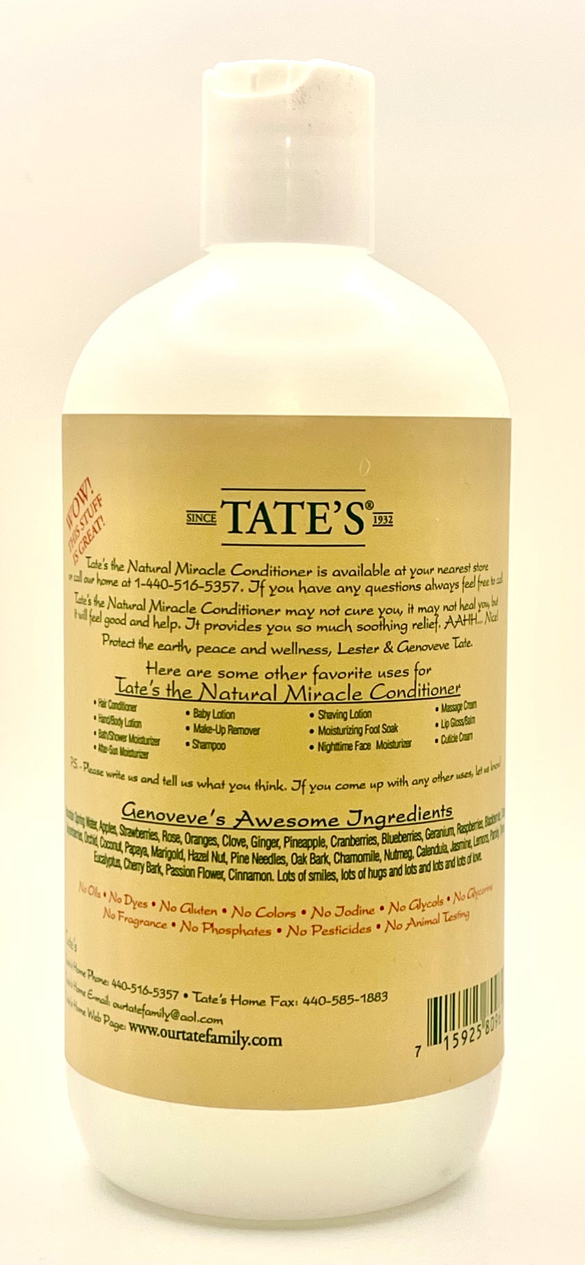 Tate's The Natural Miracle Conditioner 18oz