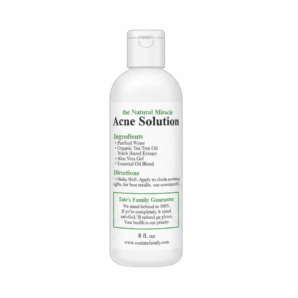 Tate's The Natural Miracle Acne Solution 8oz back