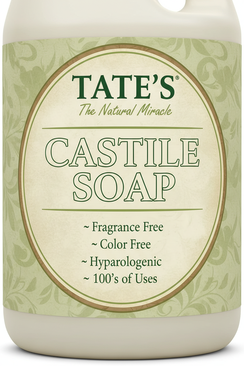 Tate's Natural Miracle Castile Soap Label